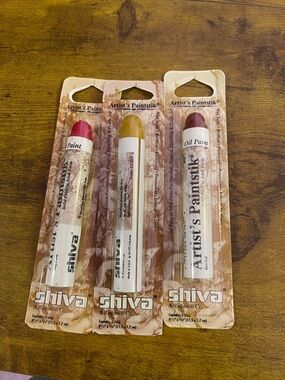 3 for 1 Shiva Artist's Paintstik Oil Paint Sticks - Red, Yellow, Maroon